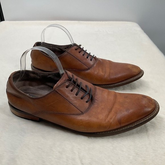 Aston Grey Mens Lace Up Oxford Cognac LEU 11.5 Leather Uppers Lining S16 Aston Grey Collection Mens Leu Cognac Oxford Dress Shoes  main image 4